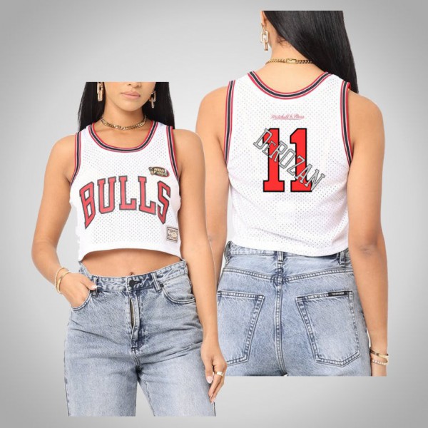 DeMar DeRozan Chicago Bulls 2021 Tank Top Women's Mesh Crop Jersey - White  - DeMar DeRozan Bulls Jersey - chicago bulls jersey 24 