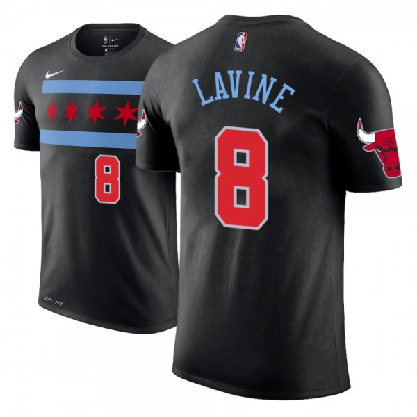 Zach LaVine Chicago Bulls Hardwood Classics Men's #8 Split T-Shirt - Black  Red - T-Shirt,Zach LaVine Bulls Jersey - lavine city edition 