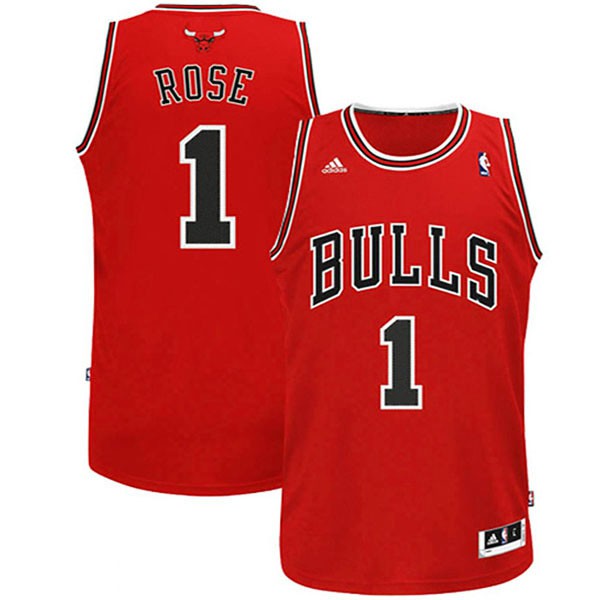NBA Chicago Bulls Derrick Rose #1 Red Stripe Swingman Revolution